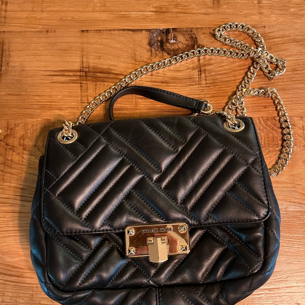 Michael Kors Black Quilted Crossbody Bag